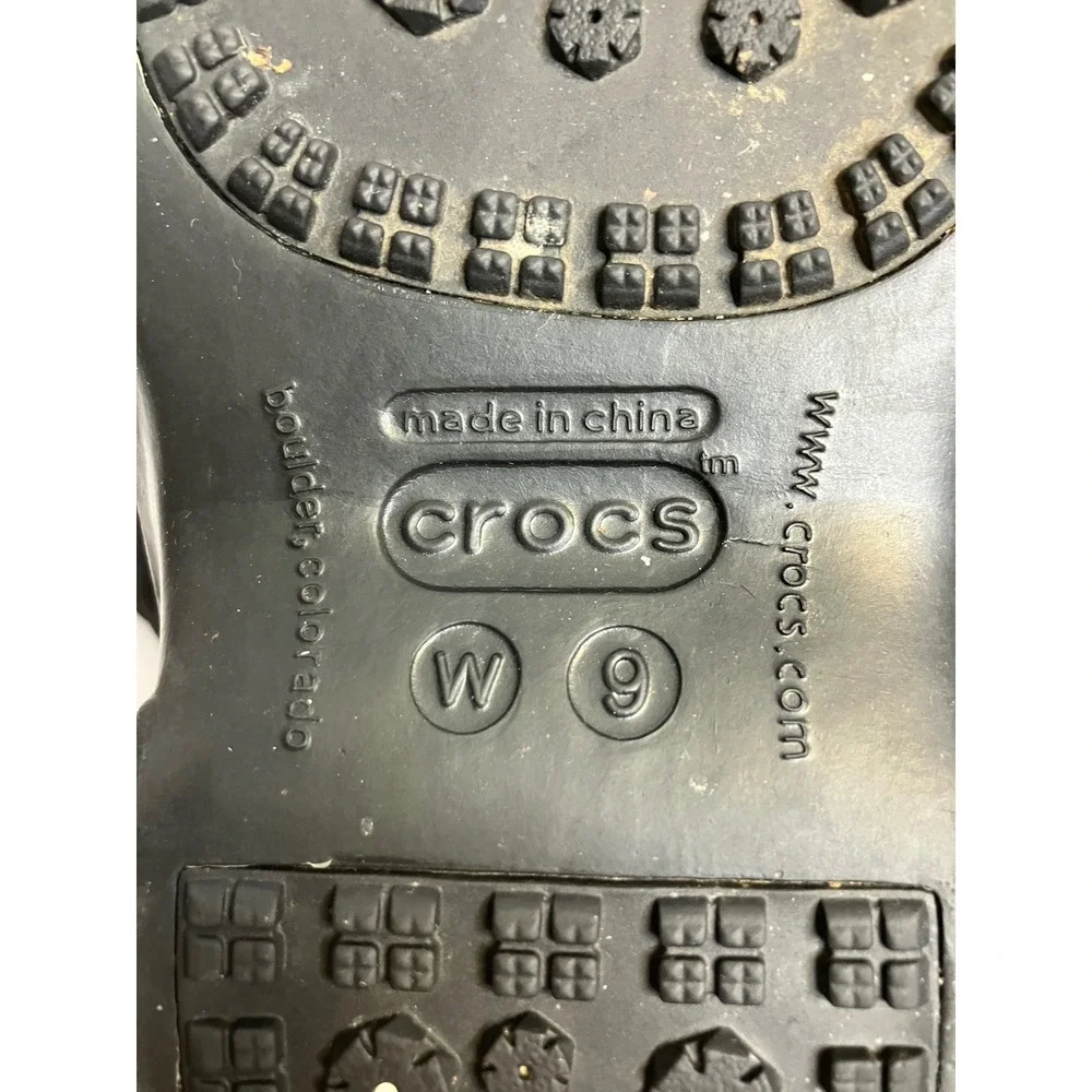 Crocs Winter Boots Women Size 9 Black Good Faux Fur Lined Tall Mid-Calf Boots